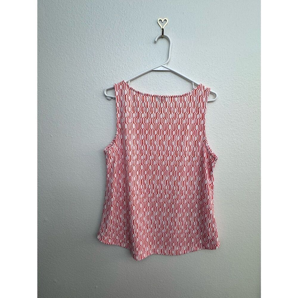 EUC Ann Taylor Women's Orange White Geometric Sleveless Top - Large - Picture 2 of 4